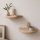 Pair of half-moon wall shelves in solid oak