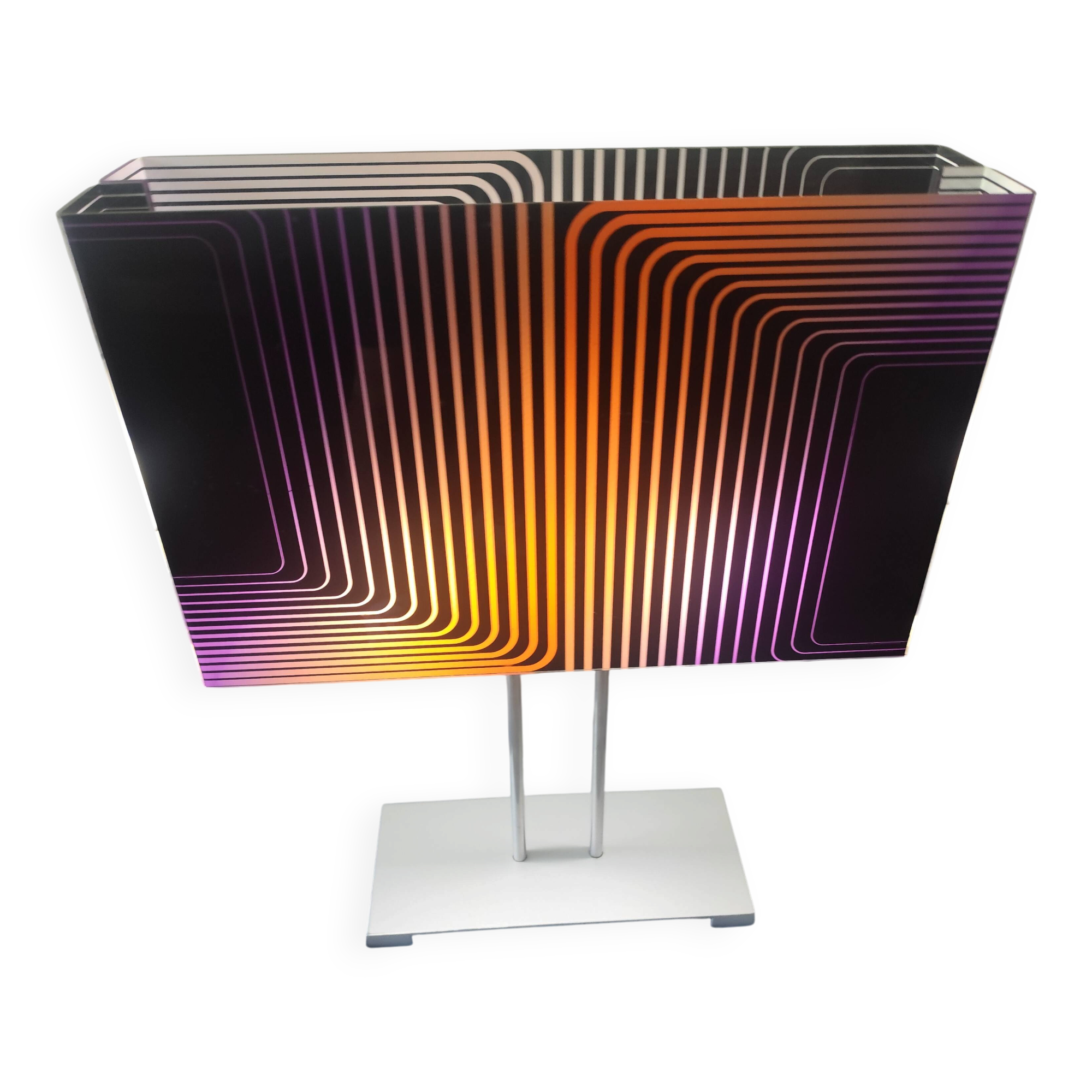 Lamp op art kinetic movement Vasarely Cruz Diez plexiglass and metal