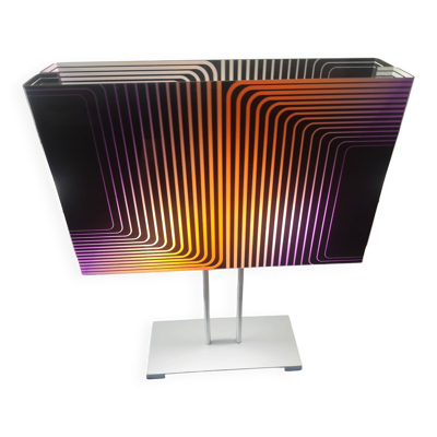 Lampe op art cinétique en plexiglas et métal