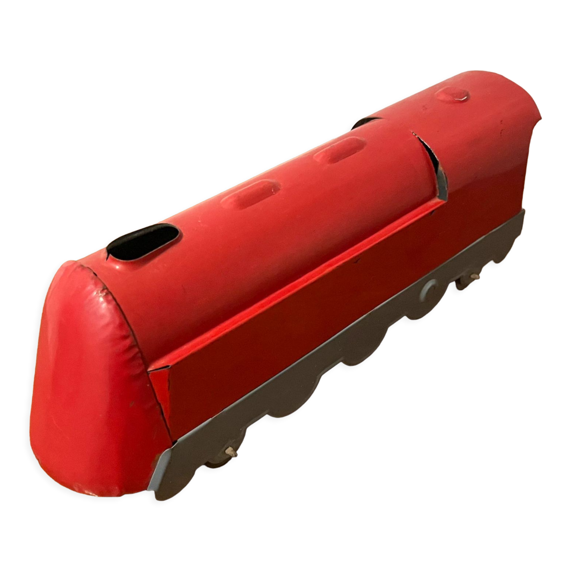 Red sheet metal locomotive 60s