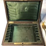 Cuillères vermeil (en argent doré) dans coffret en bois noir