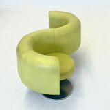 Yellow green space age bench with wavy design