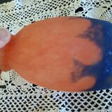 Tulipe Art déco en verre marmoréen orange et bleu violine