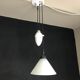 Suspension in white opaline glass and iron with Flamingo counterweight