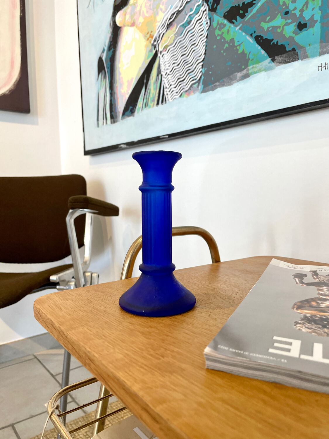 Polished glass candle holder