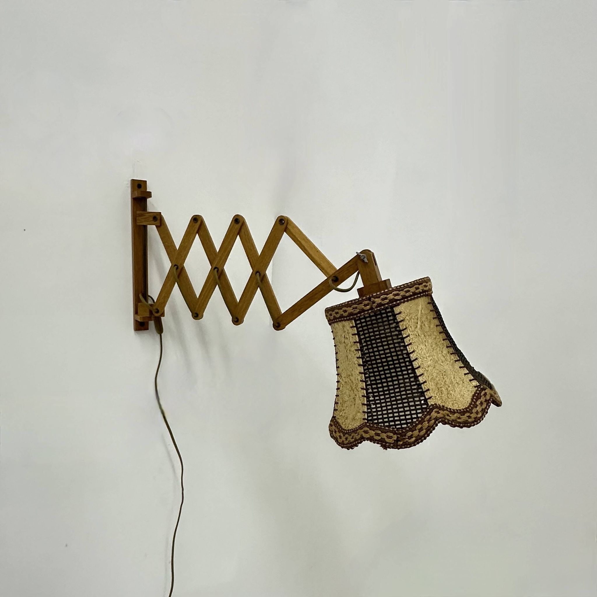 Vintage teak scissors wall lamp , 1960s