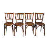 4 chaises Baumann bistrot 1925 assise bois, "patine bistro du coin"
