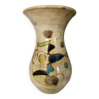Vase à étranglement céramique Vallauris signée Marie-Christine Treinen années 60