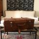 Former leather trunk with Louis Vuitton label holder