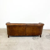 Vintage sheep leather three seater club sofa
