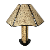 Large Cork and Black Metal Table Lamp, Germany, 1970s
