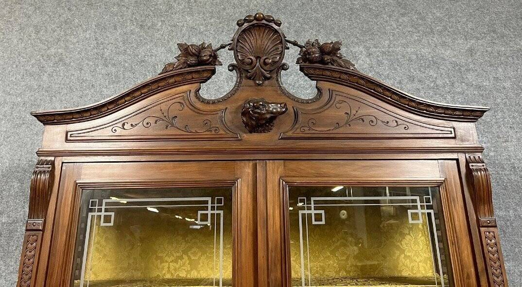 Italian Renaissance-style walnut library circa 1850