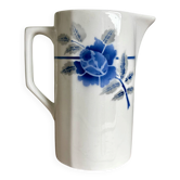Old toilet jug from Moulin des Loups with a blue floral pattern.