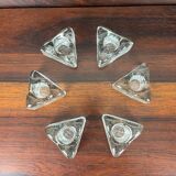 6 ice cube candle holders, molded glass
