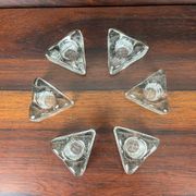 6 ice cube candle holders, molded glass