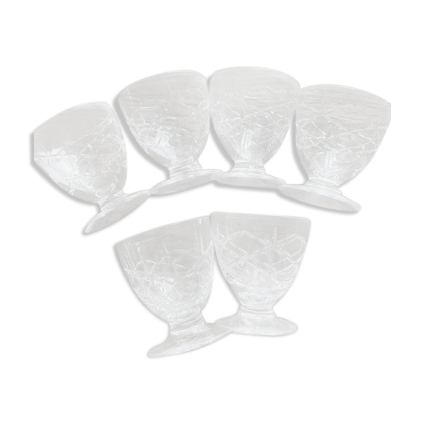 Lot of 6 Daum engraved crystal glasses
