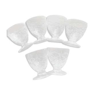 Lot of 6 Daum engraved crystal glasses