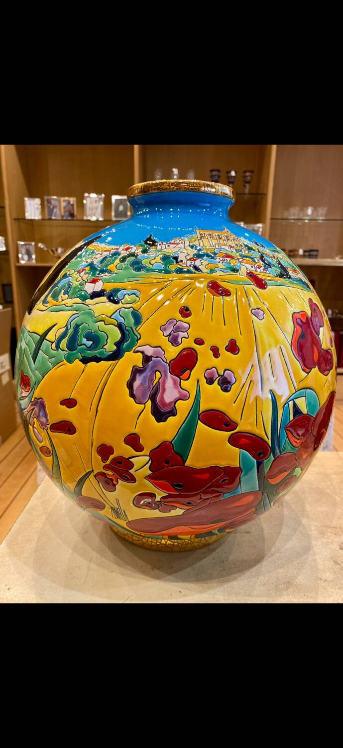 Vase Boule Colonial Émaux de Longwy