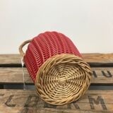 Bottle with rattan weaving and vintage scoubidou