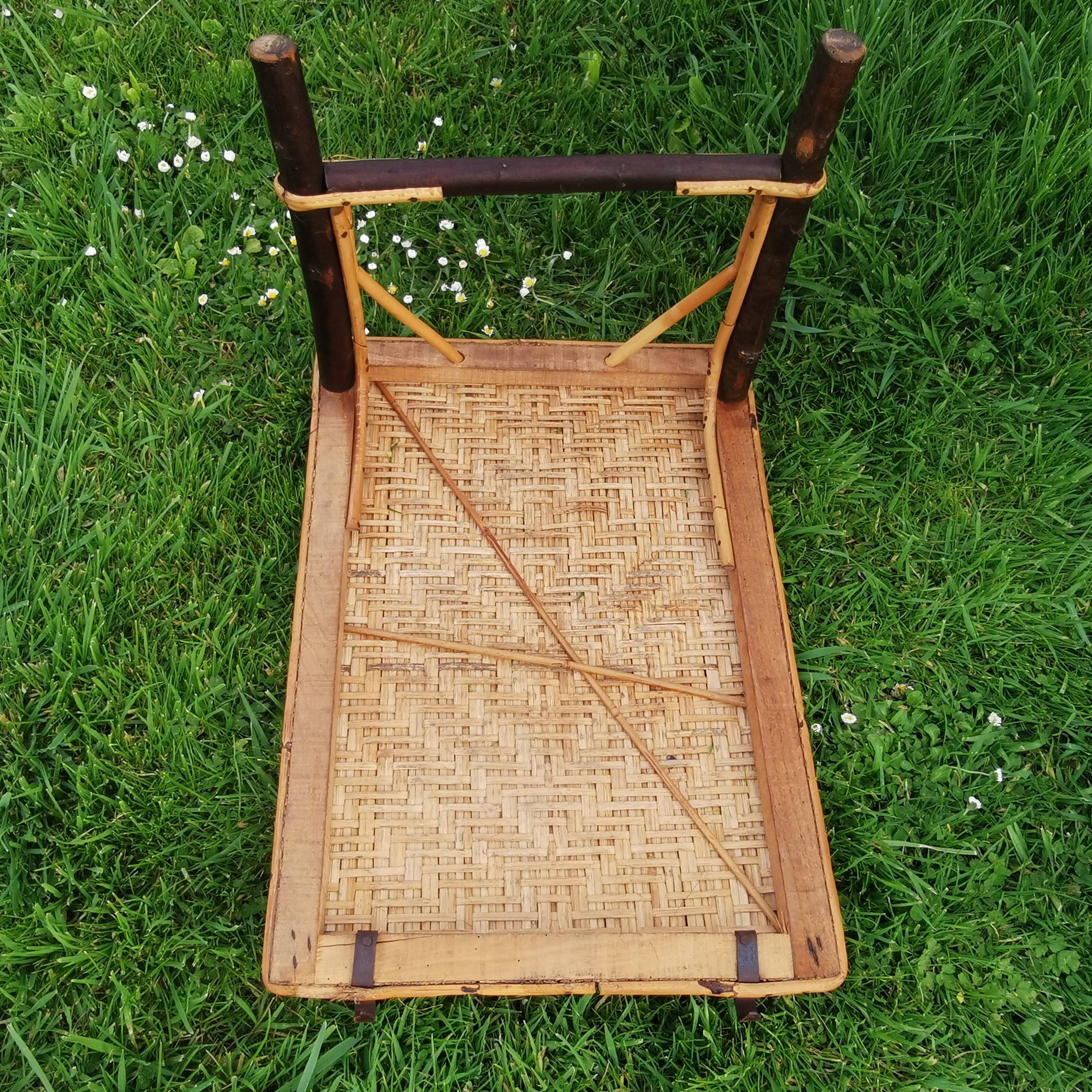 Chaise longue en rotin 60'