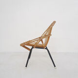 Rohe Noordwolde rattan and metal lounge chair, The Netherlands 1950's