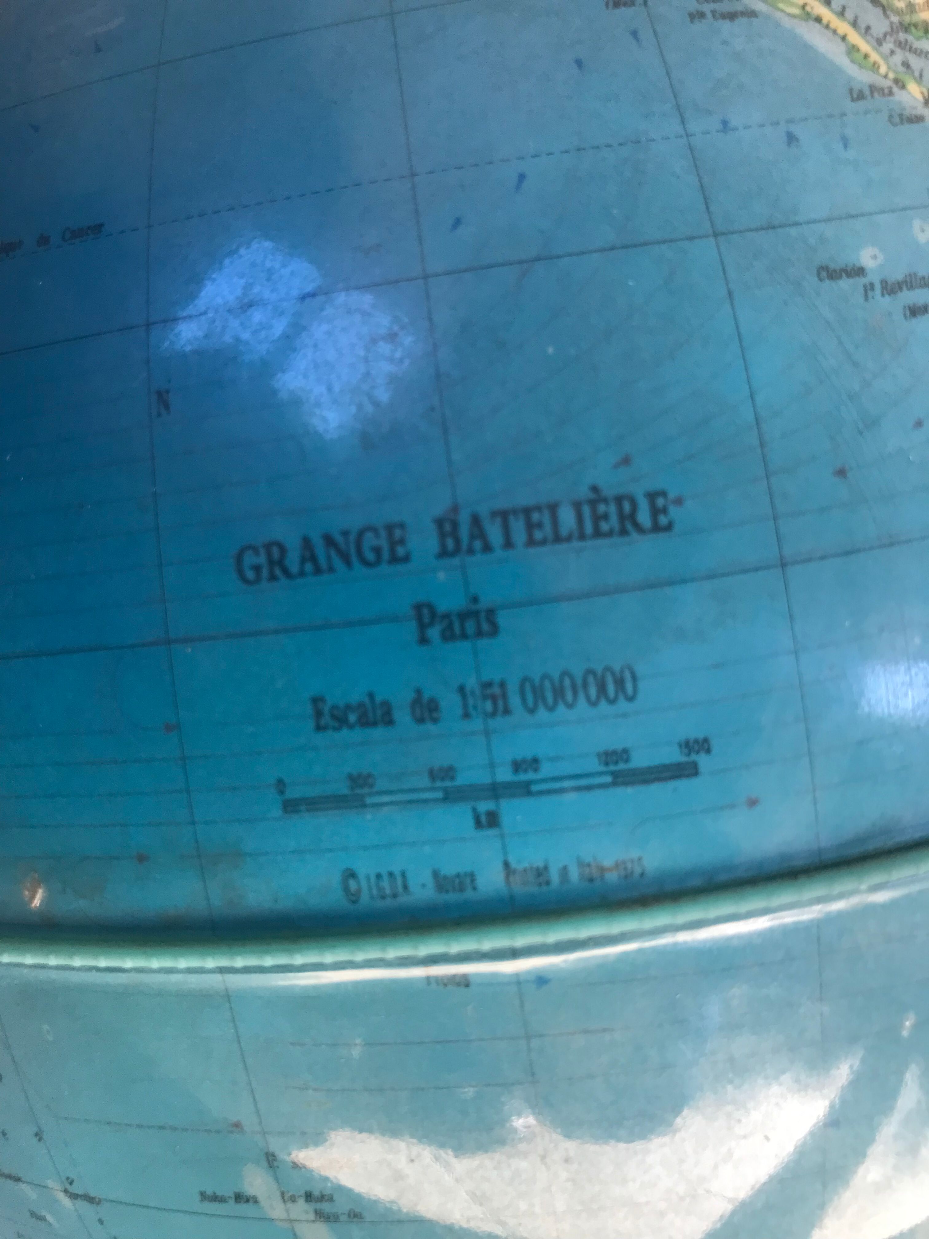 Luminous terrestrial globe Grange Batlière 1975