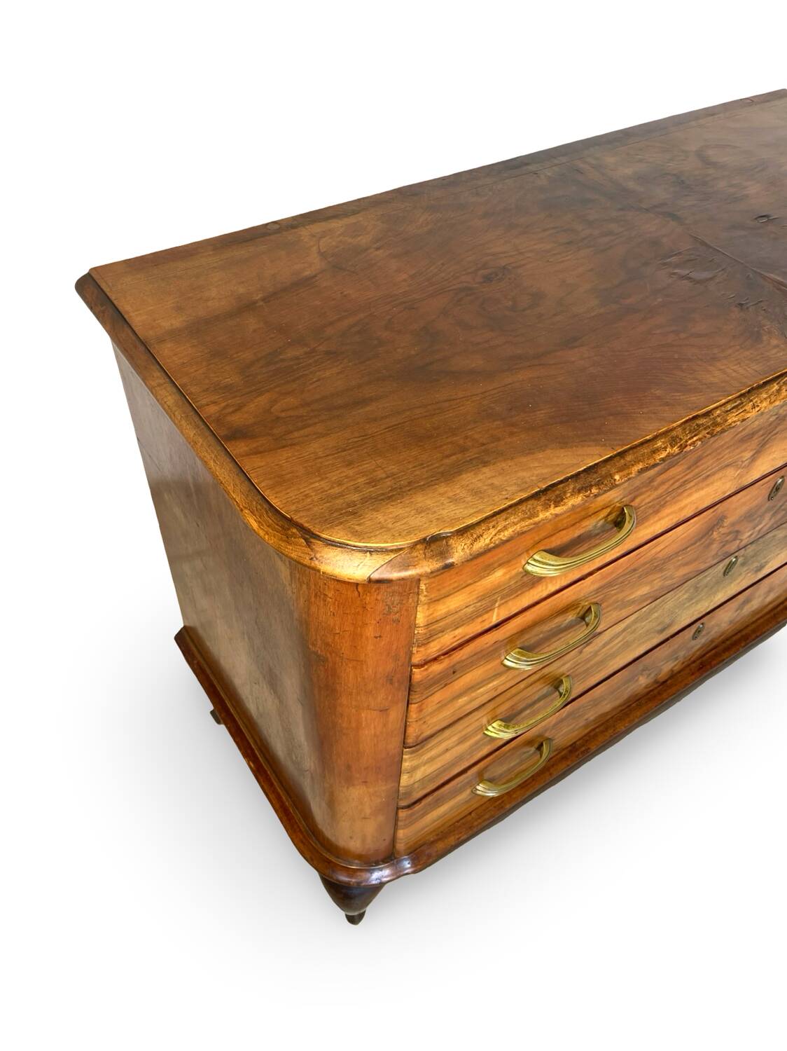 Italian art deco burl walnut chest of drawers, 1930s/1940s