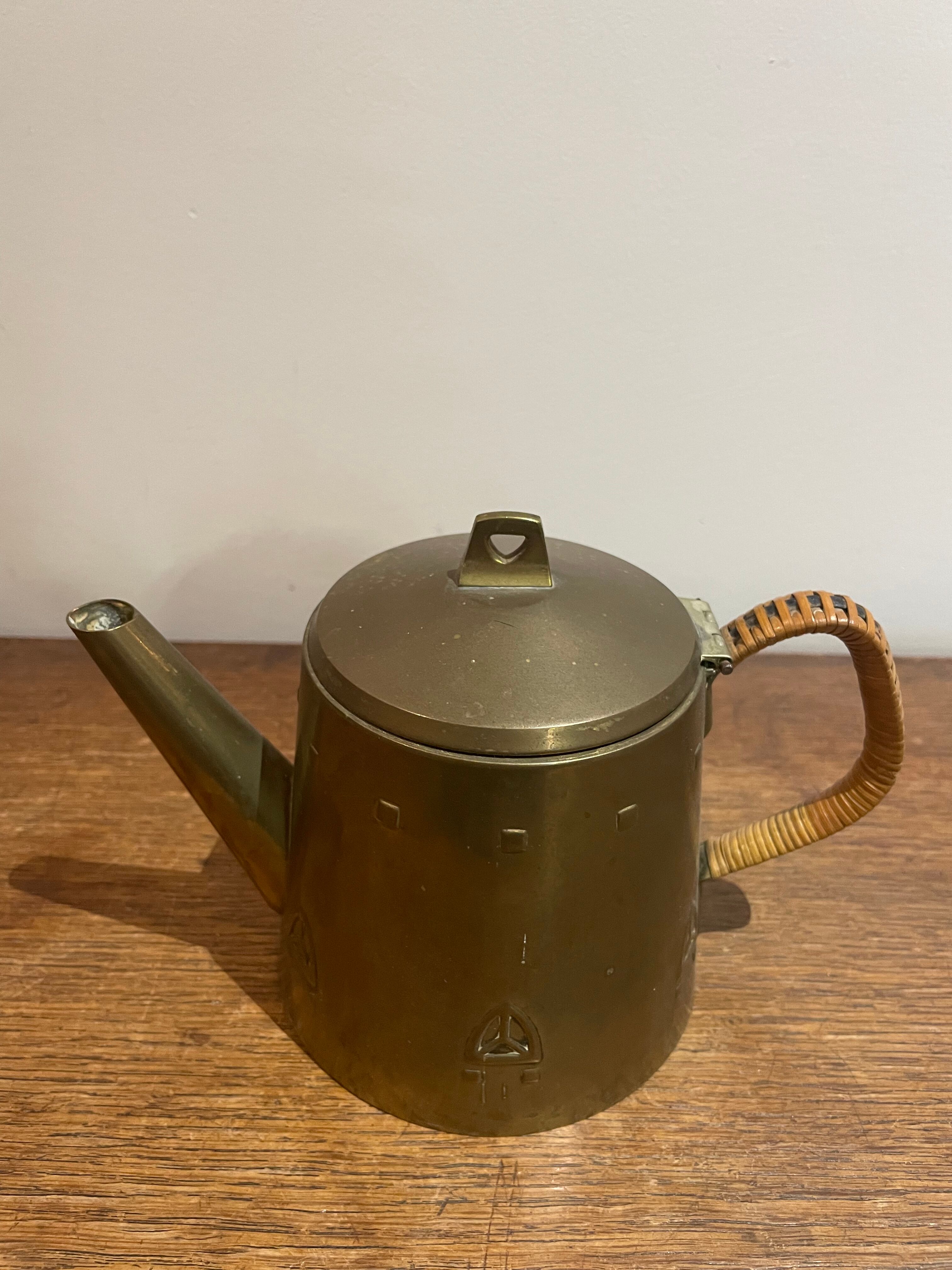 Jugendstil brass teapot