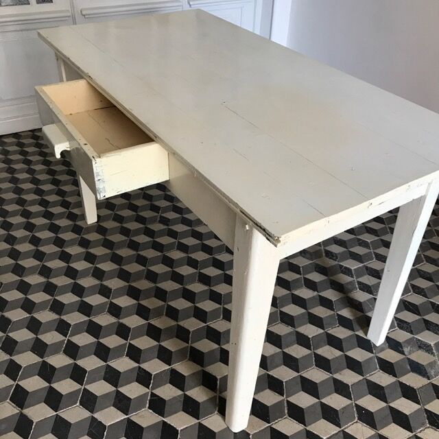 Old white wooden table