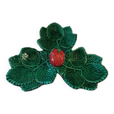 Plat vintage Barbotine fraisier Vallauris.