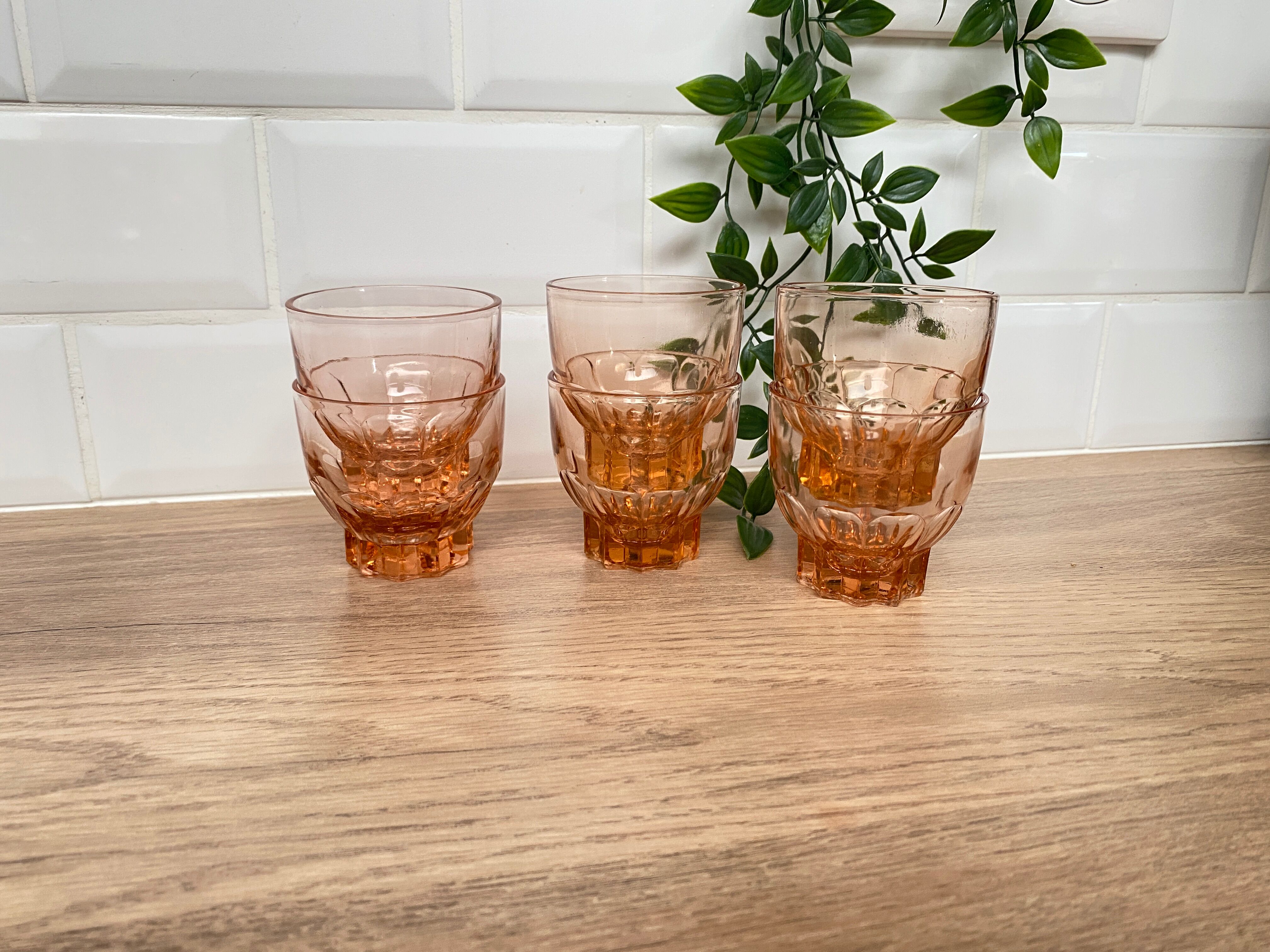 Set de 6 verres vintage Luminarc étoile rose