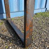 Industrial teak and metal table