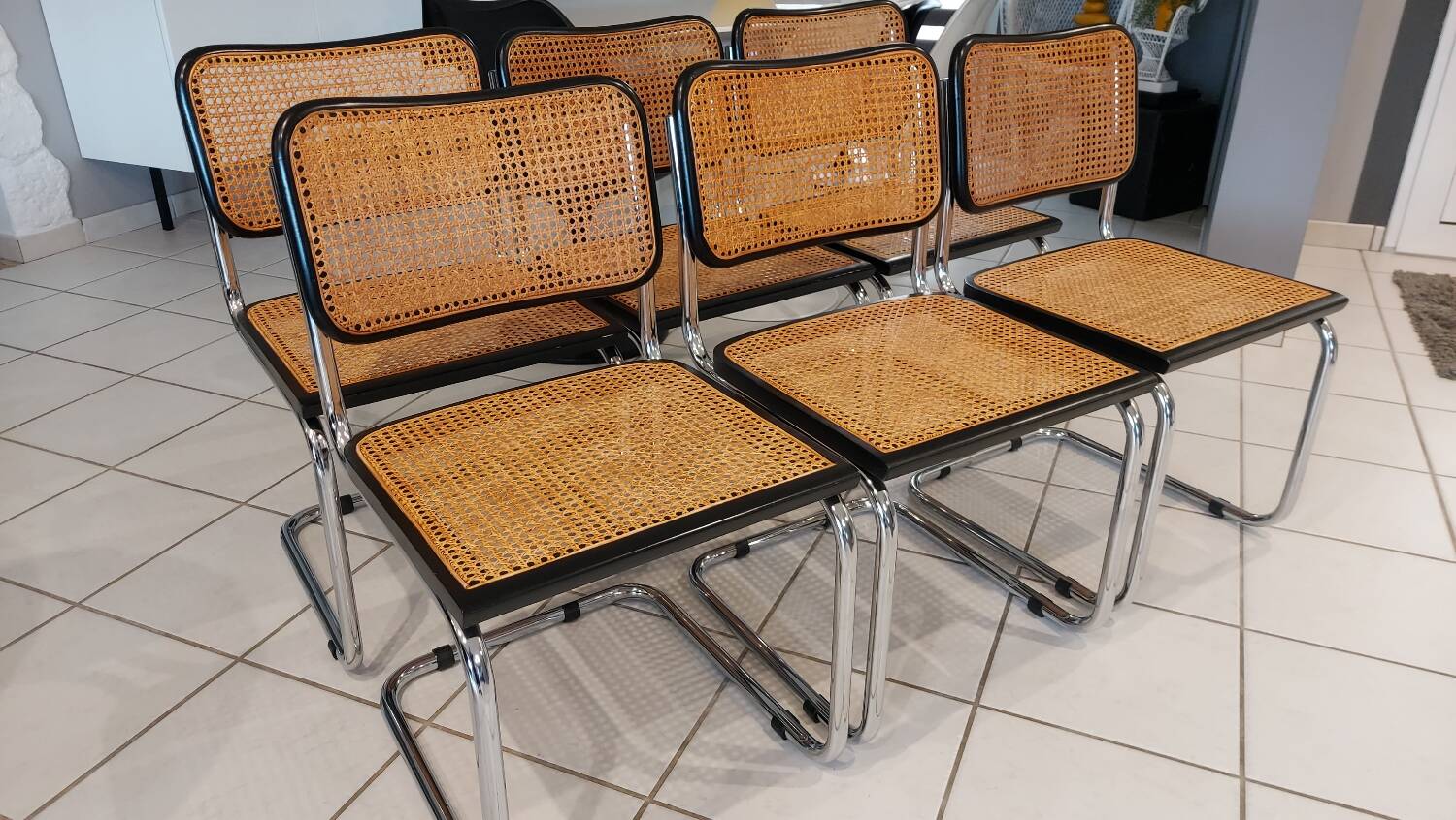 Suite de 6 chaises modèle Cesca B32 par Marcel Breuer vintage 1993