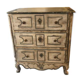 Chest of drawers nantes style louis xv patinated gray