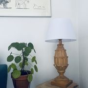 Large carved wooden lamp