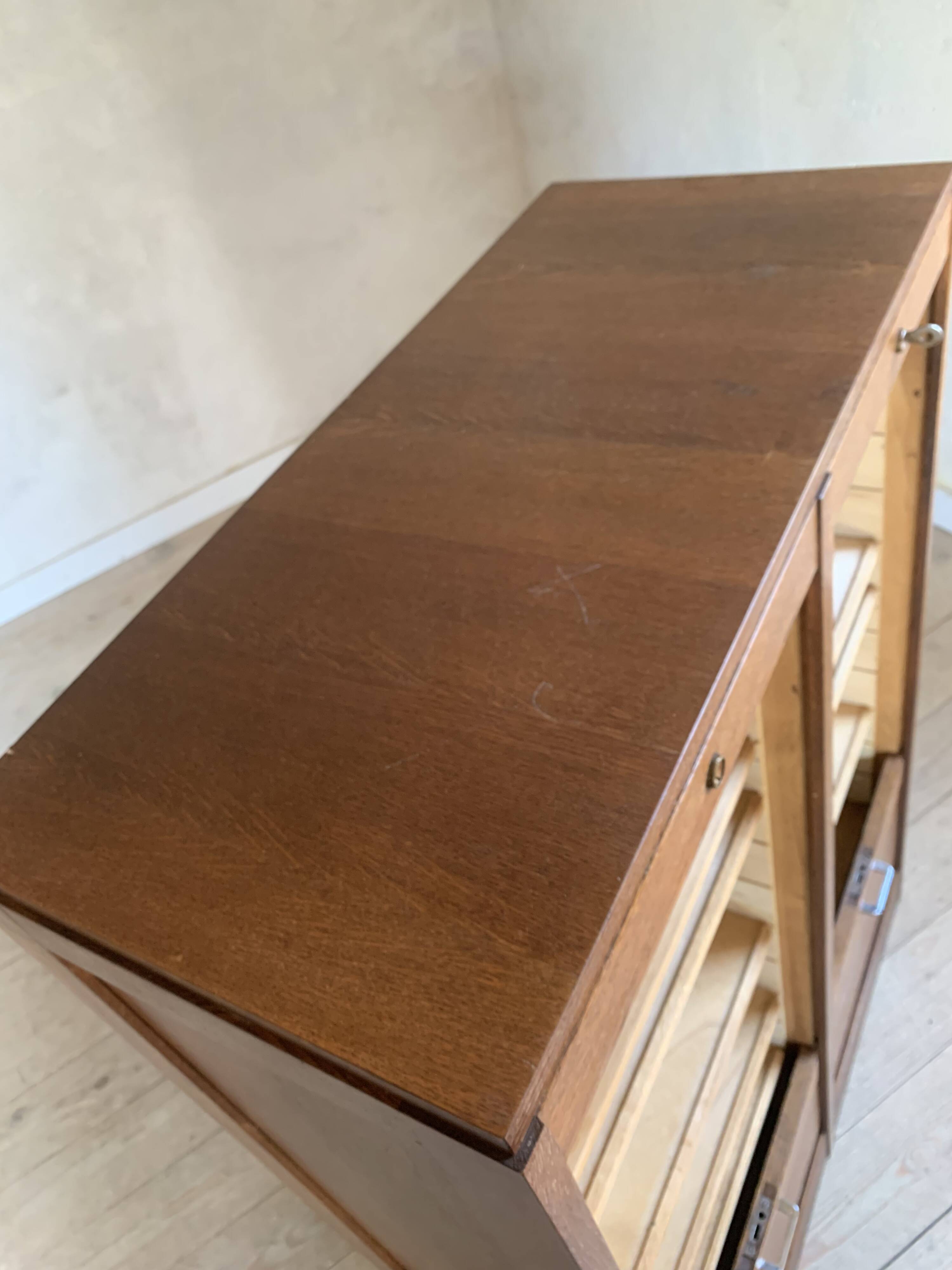 Classeur double à rideau en chêne vintage
