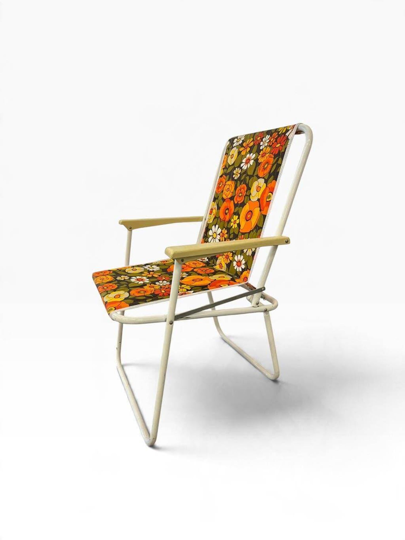 Chaise de plage/camping pliante orange vintage