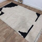 Azilal Vintage Rug 260x150 cm - Minimalist Black and Cream Design