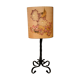 Vintage wrought iron foot lamp and silk dayshade