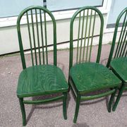 Set of 4 vintage Baumann Eden bistro chairs in green wood