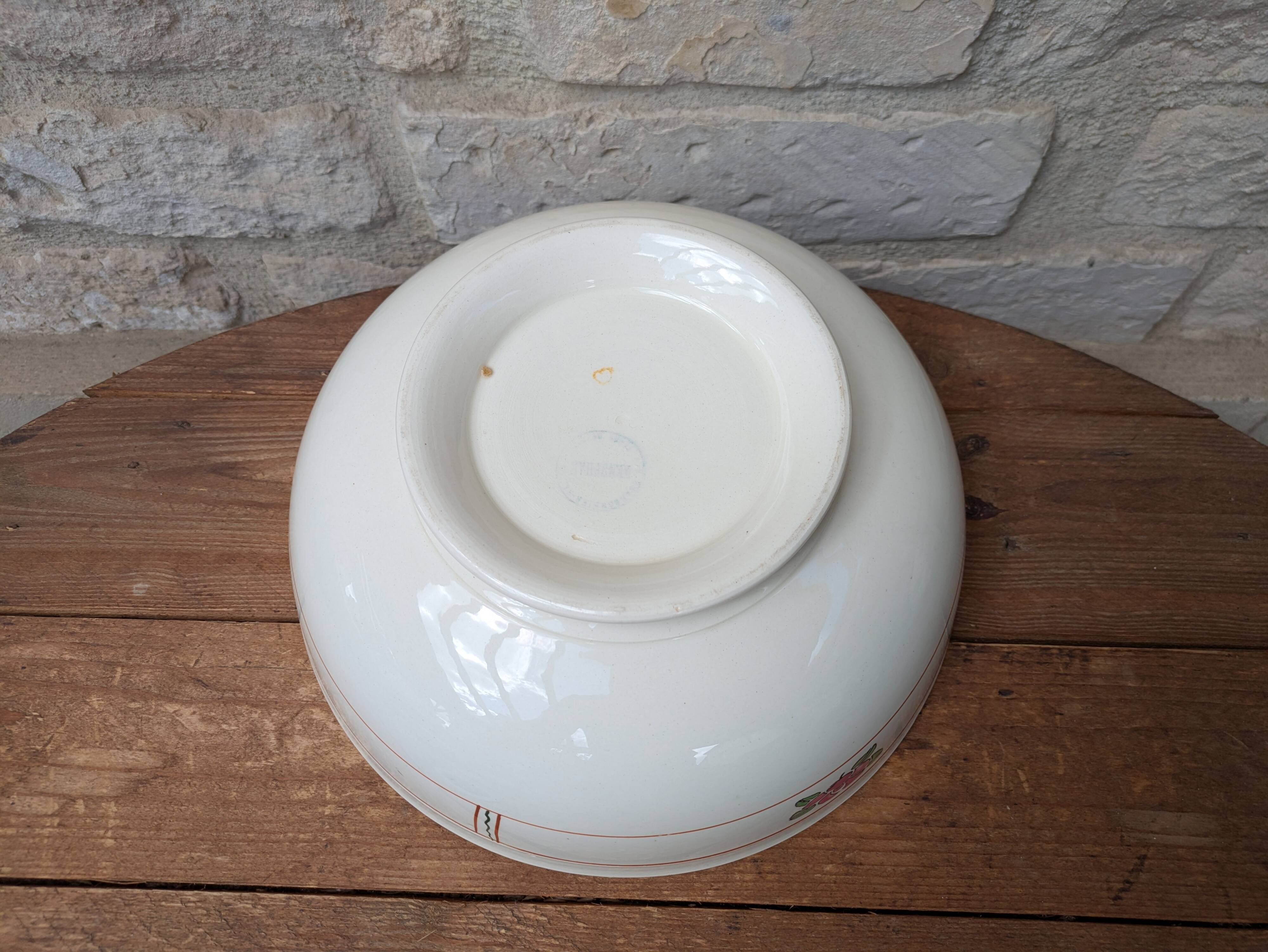 Vintage ironstone salad bowl Salins model Nénuphar 28cm