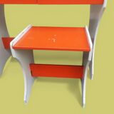 Wooden desk and school stool painted orange - 1950s - 1970s.