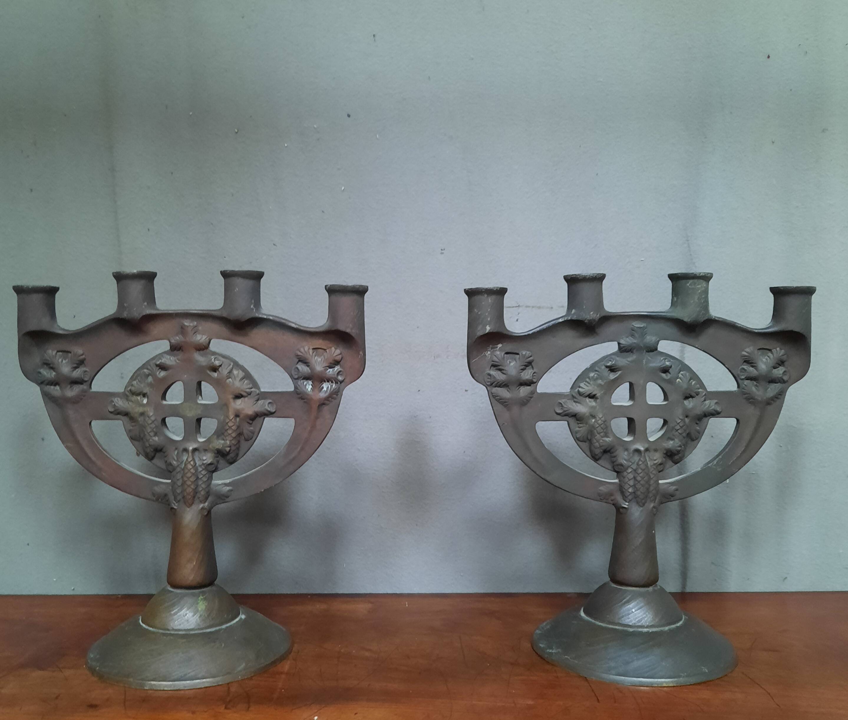Pair of bronze candlesticks