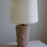Vintage modern French table lamp in stone with elephant patterns, 1970s.