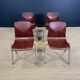 Set of 4 Galvanitas S22 chairs mahogany steel greige Netherlands 70s