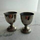 A set of two silver egg cups