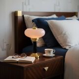 Lampe de chevet ou à poser art-déco • Verre ancien & Laiton patiné