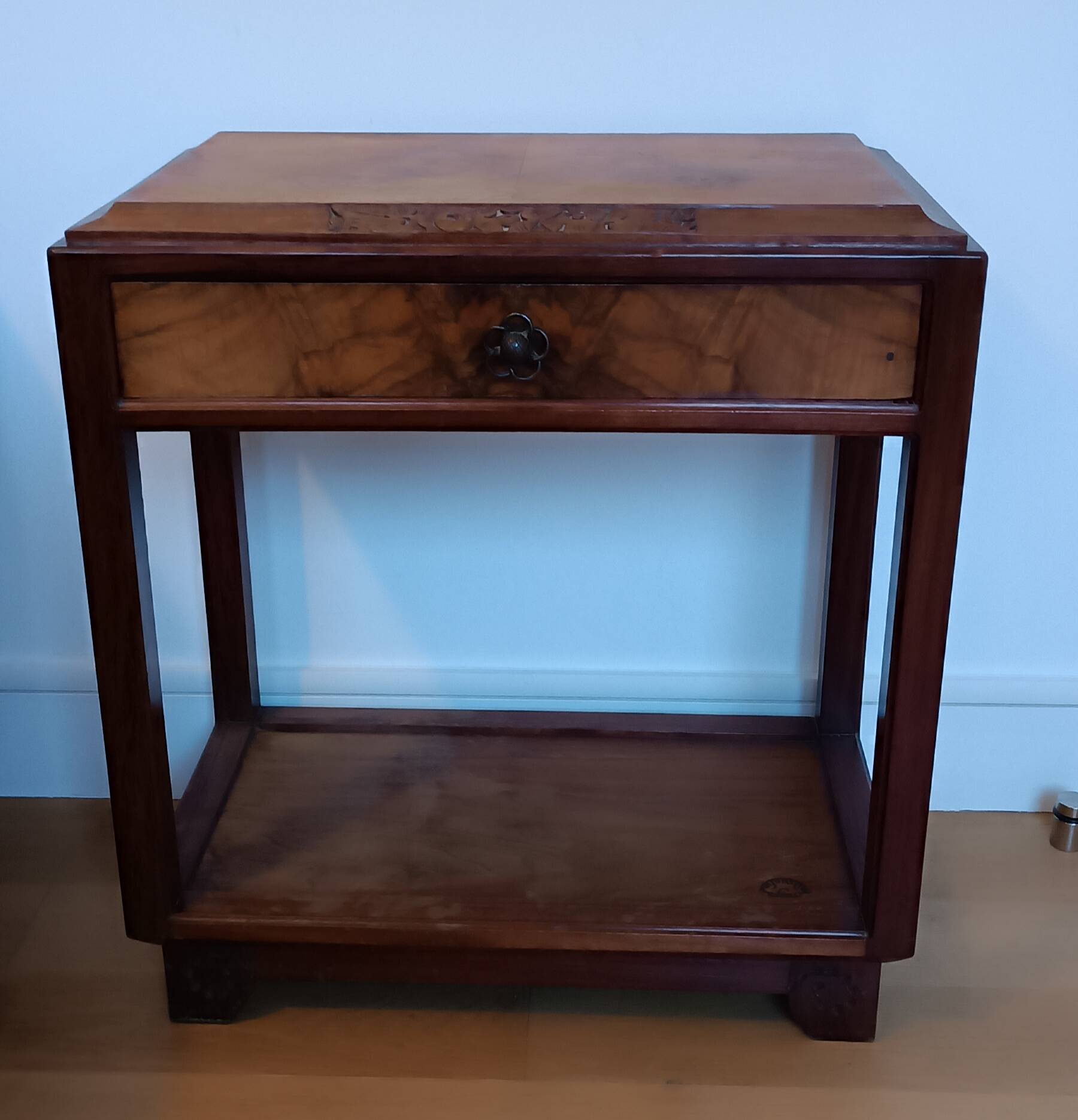 Louis Majorelle Art Nouveau bed + 2 bedside tables