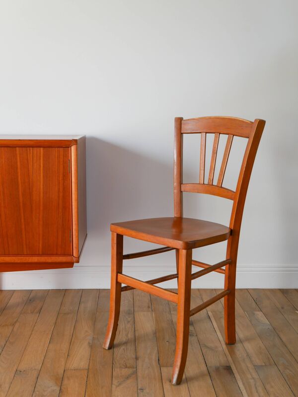 Ensemble de 6 chaises bistrot en bois Luterma 1950