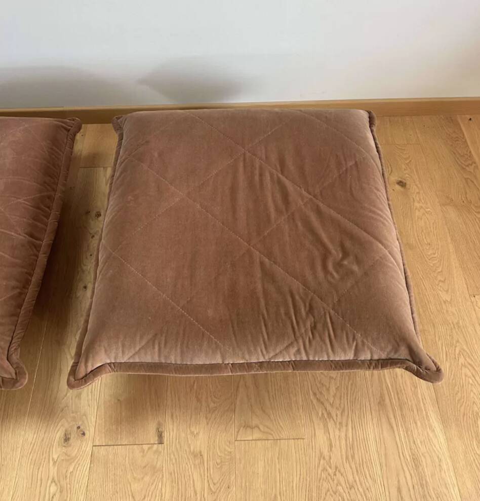 Vintage armchair and ottoman, brown velvet, Switzerland 1960